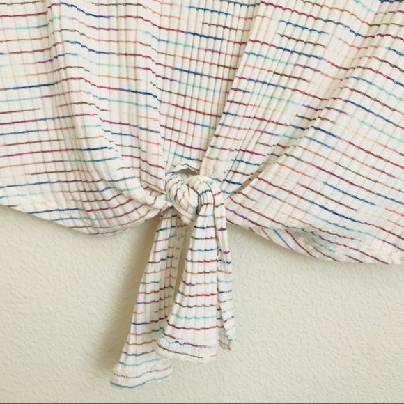 Francesca’s Addison Tie Front Striped Top Medium - Picture 6 of 9